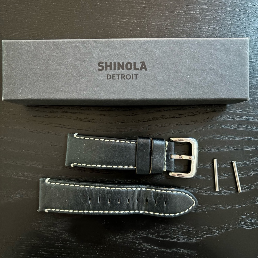 Shinola watch band / strap 24 mm Black Leather